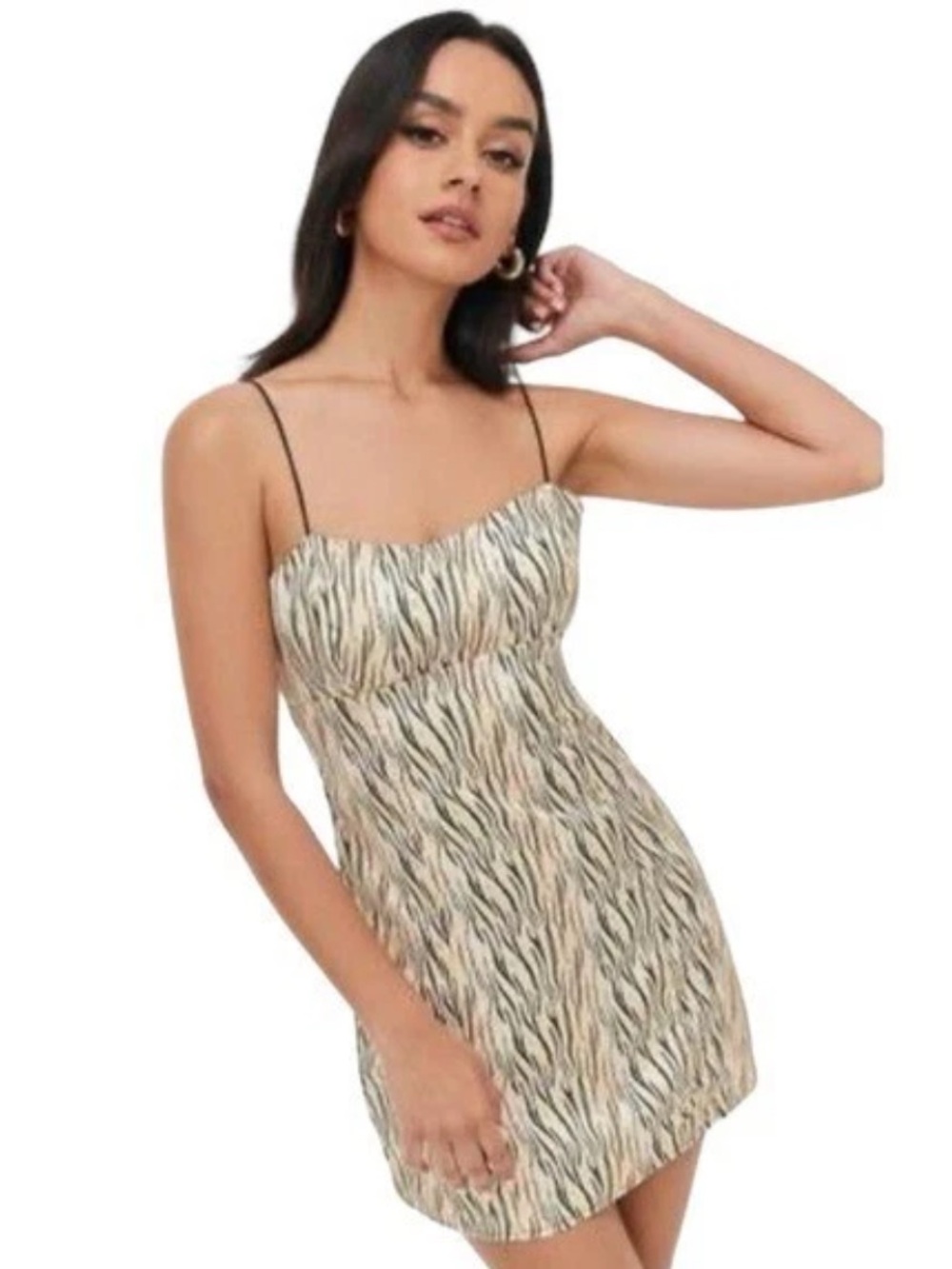 For Love And LemonsXXS Zebra-Print Mini Dress in Neutral Tones